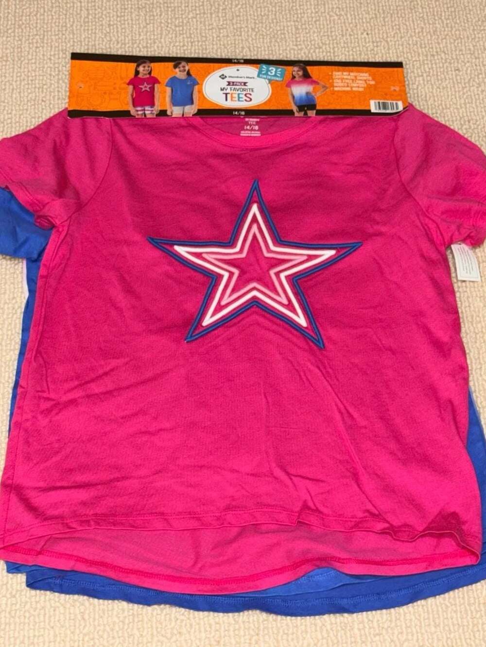 My Favorite Tees 3-Pack Girls Short Sleeve Star Shirts Size 14/16